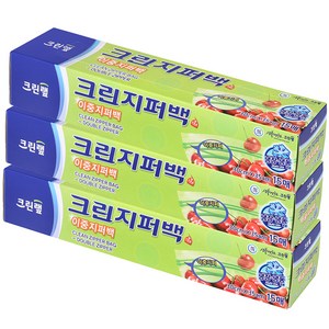 크린랲 크린지퍼백, 특대(XL), 15개입, 3개