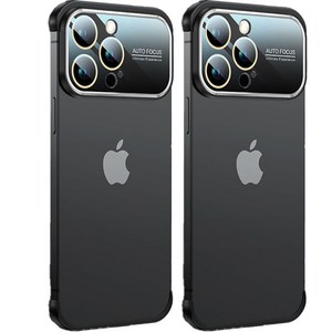 비글썬마켓 아이폰 14 카메라 렌즈 + 코너 패드 케이스, 블랙, 2개