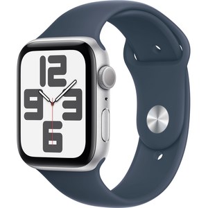 Apple 2023 애플워치 SE 2세대 알루미늄 케이스, 44mm, GPS, 실버 / 스톰 블루 스포츠 밴드, S/M