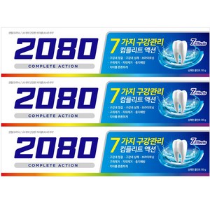 2080 컴플리트액션 쿨민트 치약, 120g, 3개