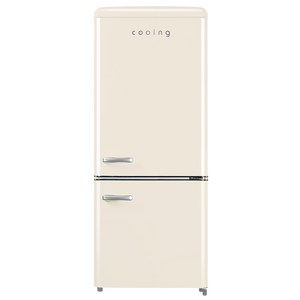 쿠잉 레트로 소형 냉장고 2도어 방문설치, 크림, REF-C182C