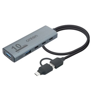 컴스 USB 3.2 C타입 A타입 콤보 Gen2 4포트 USB허브 FW529, 그레이, 1개