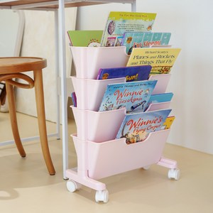 보노하우스 베이직 이동식 북 트롤리 4단, 모던핑크
