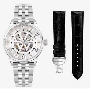 폭스바겐 남성용 오토매틱시계 스켈레톤 미요타 무브먼트 + 디버클 밴드 세트