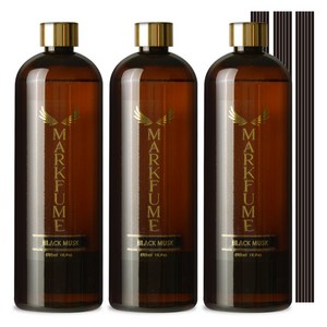 마크퓸 골드에디션 디퓨저 리필 + 리드스틱 6p 세트, 블랙머스크, 3개, 500ml