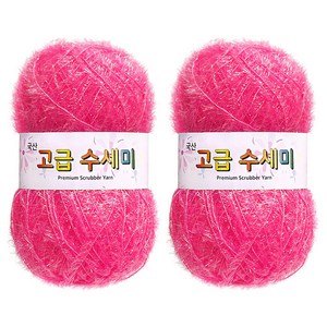 yarna 고급 수세미 뜨개실 80g, 124 형광핑크, 2개