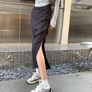 비비에모 셔링 딥슬릿 롱 스커트 06291