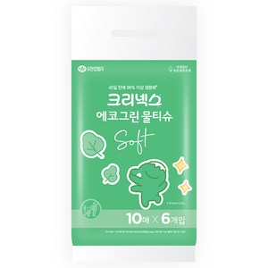 크리넥스 에코 그린 소프트 리틀카카오프렌즈 물티슈 10매 x 3종 세트 휴대형, 2세트
