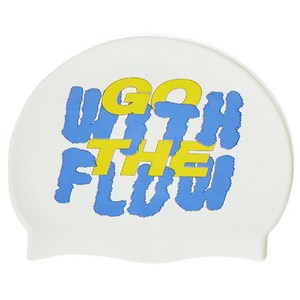 FLOW 실리콘 작가 콜라보 자체디자인 스위밍캡, gowithflow lemon white, 1개