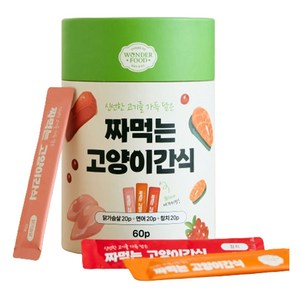 원더푸드 짜먹는 고양이 간식 60p, 혼합맛(닭가슴살/연어/참치), 720g, 1세트