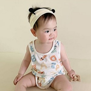 베베니즈 유아용 데일리 순면 패턴 민소매 바디수트