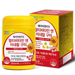 뉴트리디데이 베이비앤키즈 멀티비타민 앤 미네랄 구미 180g, 30회분, 1개