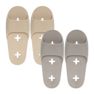 샤바스 국내산 문에 안걸리는 양발 슬림 욕실화 2종 세트, 그레이 + 샌드베이지, 1세트