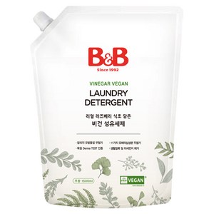 비앤비 리얼 라즈베리 식초 담은 비건 섬유세제 무향 리필, 1.5L, 1개