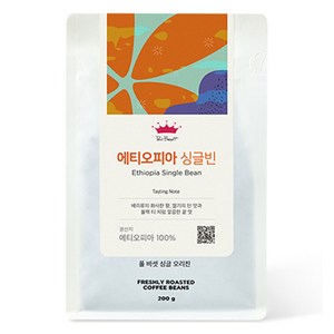 폴바셋 싱글 오리진 에티오피아 원두, 홀빈(분쇄안함), 200g, 1개