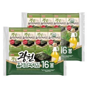 삼육김 광천 올리브녹차 도시락김 16p, 64g, 2개