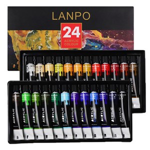 동아피엠에스 LANPO 아크릴 페인트 프리미엄 물감, 12ml, 24색