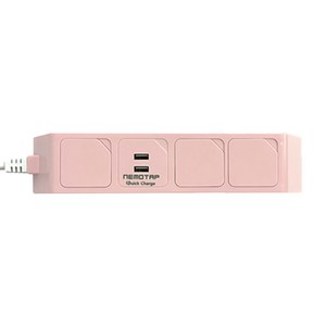 네모탭 일반 3구 고속충전 A타입 3.0A 멀티탭 SY-NB3 USB QC-2, 핑크, 1개, 1.2m