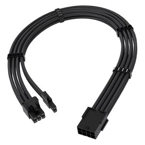 EZDIY FAB PCIE 6+2 연장 슬리빙 16AWG 케이블 블랙, 1개, 300mm