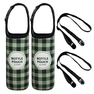 하늬통상 핸디형 네오프렌 텀블러파우치 커버, 2개, 카키체크