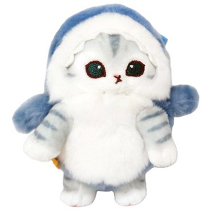 모후샌드 고등어냥 상어코스튬 가방고리 인형, 13cm, 혼합색상, 1개