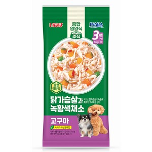 이나바 강아지 닭가슴살과 녹황색채소 파우치 간식 QDR-141, 180g, 1개, 혼합맛(닭가슴살/채소/고구마)