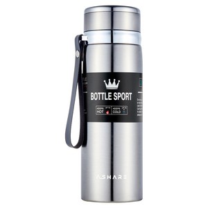 어쉐어 심플 거름망 휴대용 보온 보냉 병, 600ml, 실버