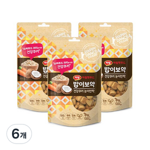 하림펫푸드 밥이보약 건강쿠키 강아지 간식, 귀리(눈이반짝), 120g, 6개