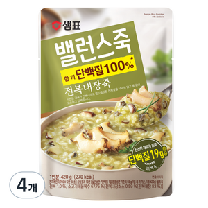 샘표 밸런스죽 전복내장죽, 420g, 4개