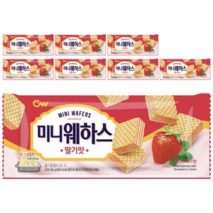 청우식품 미니웨하스 딸기맛, 80g, 8개