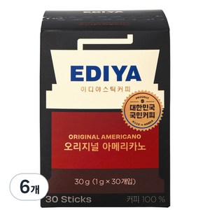 이디야 오리지널 아메리카노 원두커피스틱, 1g, 30개입, 6박스