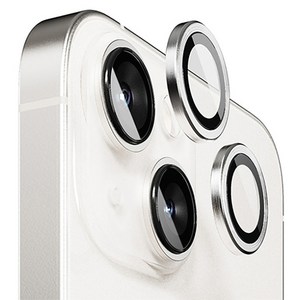 빅쏘 2.5CX 아이폰 빛번짐 방지 후면 카메라 렌즈 개별 프레임 메탈 링 강화유리 휴대폰 보호필름 실버 + 부착가이드툴, 1세트