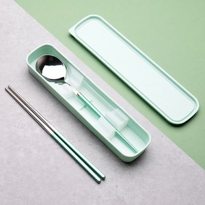 마카롱 성인 도시락 수저세트, 그린, 1세트, 숟가락 , 젓가락,수저집