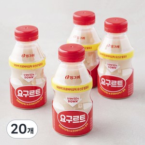 빙그레 대용량 요구르트, 280ml, 20개