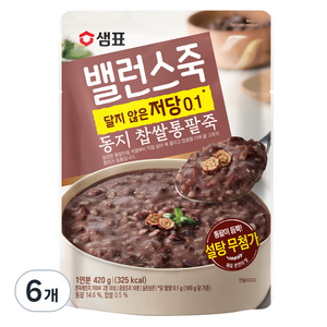 샘표 밸런스죽 동지 찹쌀통팥죽, 420g, 6개