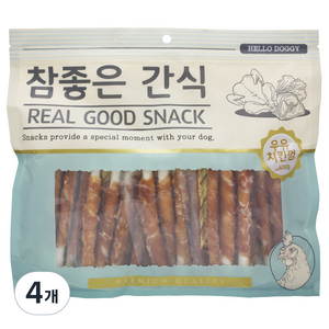 헬로도기 강아지 참좋은 간식, 우유치킨껌, 600g, 4개