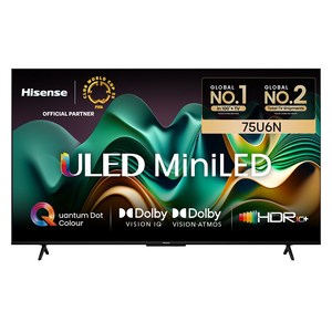 HISENSE 4K ULED Mini LED 스마트TV 75U6N, 190cm(75인치), 스탠드형, 방문설치