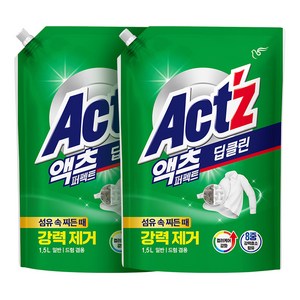 액츠 퍼펙트 딥클린 에이 액상세제 리필, 1.5L, 2개