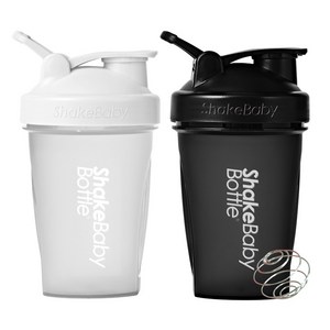 쉐이크베이비 보틀 쉐이커 2종 세트, 화이트 + 블랙, 600ml, 1개