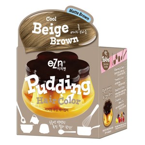 eZn 푸딩 헤어컬러 염모제 70ml, 쿨 베이지 브라운, 1개