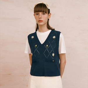 로라로라 여성용 FLOWER KNIT VEST