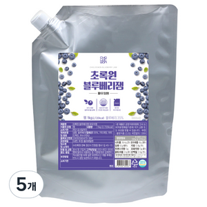 초록원 블루베리잼 파우치형, 1kg, 5개