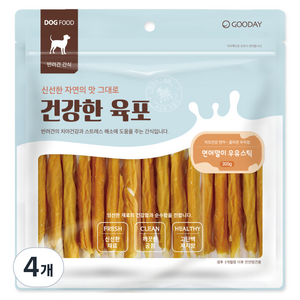 굿데이 건강한육포 강아지 간식, 연어 + 우유 혼합맛, 300g, 4개