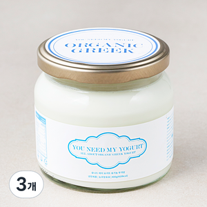 유니드마이요거트 유기가공식품 인증 그릭요거트 무가당, 400g, 1개입, 3개