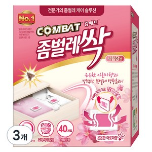 컴배트 좀벌레싹 서랍장용 아로마향 방충제 40p, 20g, 3개