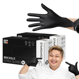 브릭글로 스탠다드 니트릴 장갑, 블랙, 중(M), 2개