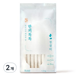 쌀명당 씻어나온 깨끗한쌀 한끼톡톡 청결미, 1.5kg, 2개