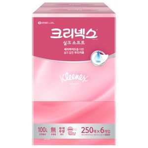 크리넥스 실크소프트 천연펄프 갑티슈 2겹, 250매, 6개