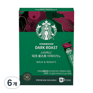 스타벅스 다크 로스트 아메리카노 원두커피믹스, 1.1g, 10개입, 6개