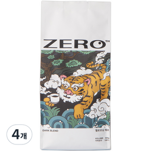 헬로모닝 제로 다크블랜드 커피원두, 500g, 홀빈(분쇄안함), 4개